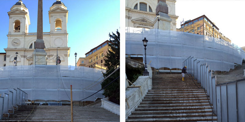 Ripulitura sabbiatura scalinata Piazza di Spagna